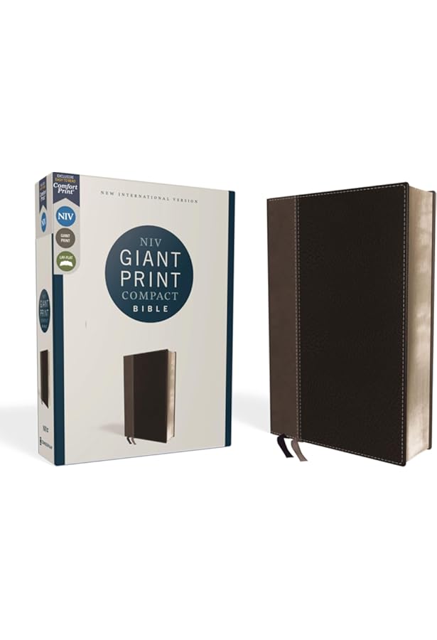 NIV, Giant Print Compact Bible, Leathersoft, Brown, Red Letter