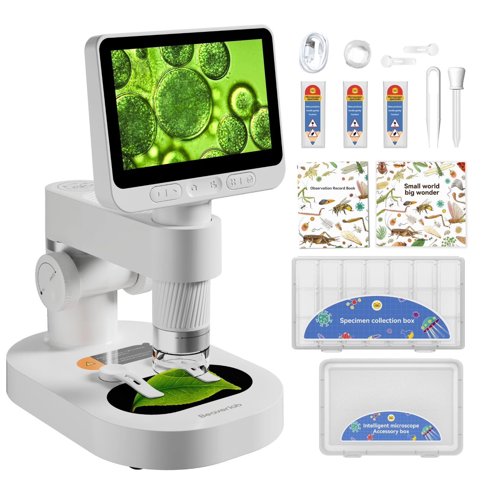 Photo 1 of BEAVERLAB Darwin Digital Microscope 1600x, 4.0 Inch Portable Electronic Coin Microscope with 8 Adjustable LED Lights for Adults