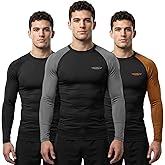 Exxact Sports Men’s BJJ Rash Guard Long Sleeve, IBJJF Ranked No Gi Jiu Jitsu Compression Shirt for MMA Grappling & Wrestling