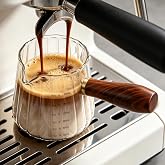 6oz Espresso Cups, V-Spout Espresso Shot Cups, Coffee Bar Essentials | Espresso Measuring Cups with 2.71in Wood Handles. Work as Espresso Machine Accessories for Coffee, Latte, Syrup. Coffee Gifts