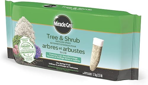Miracle-Gro Tree & Shrub Plant Food Spikes 15-5-10, 10-pack | Pre-Measured, Slow Release Fertilizer for Strong Growth & Vibrant Foliage