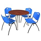 Kee 48" Round Breakroom Table- Cherry/ Chrome & 4