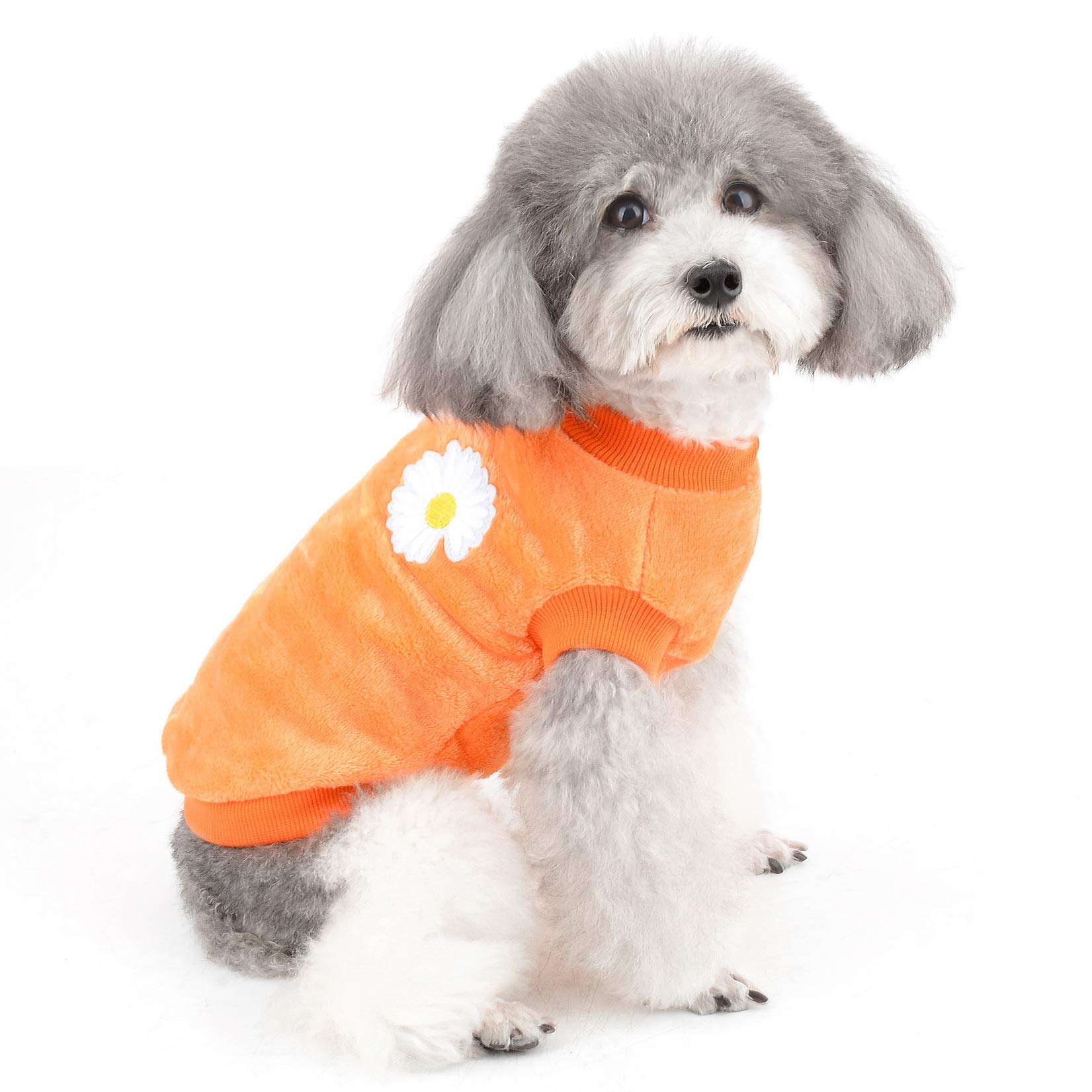 ZUNEA Small Dog Jumper Winter Warm Fleece Jacket Coat Puppy Clothes Soft Comfortable Velvet Sweater Pet Pullover Apparel Christmas Chihuahua Clothing for Dogs Girls Orange XXL