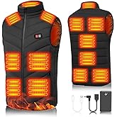 JIAE [2025 Version] 11 and 13 Heating Zones Heated Vest with 30000mAh 7.4V Battery, 6 Heating Levels Electric Heating Jacket