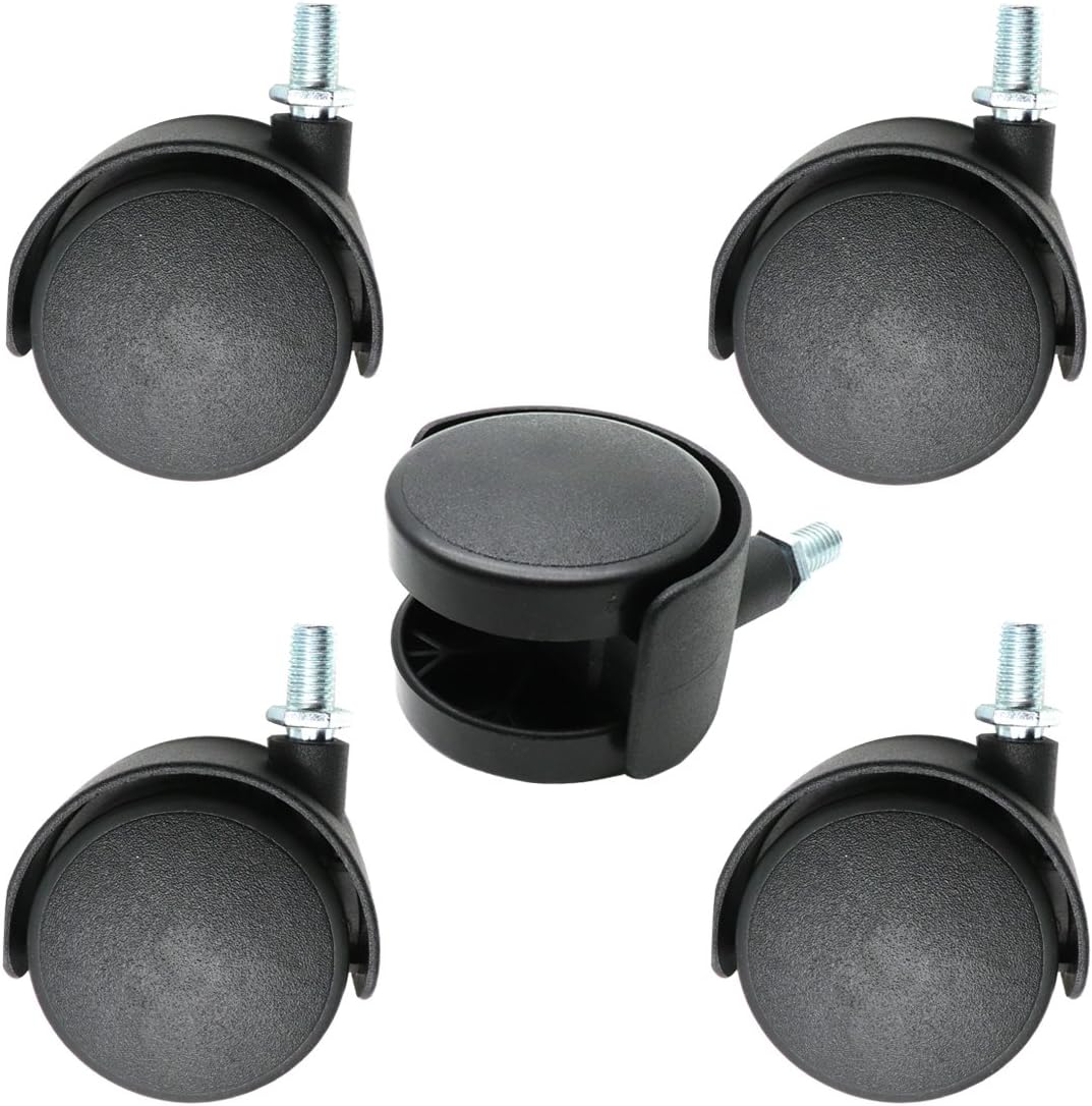ZXHAO Nylon M8 Thread Screw Universal Caster Office Chair Furniture Casters 50mm(1-31/32 inch) 5pcs