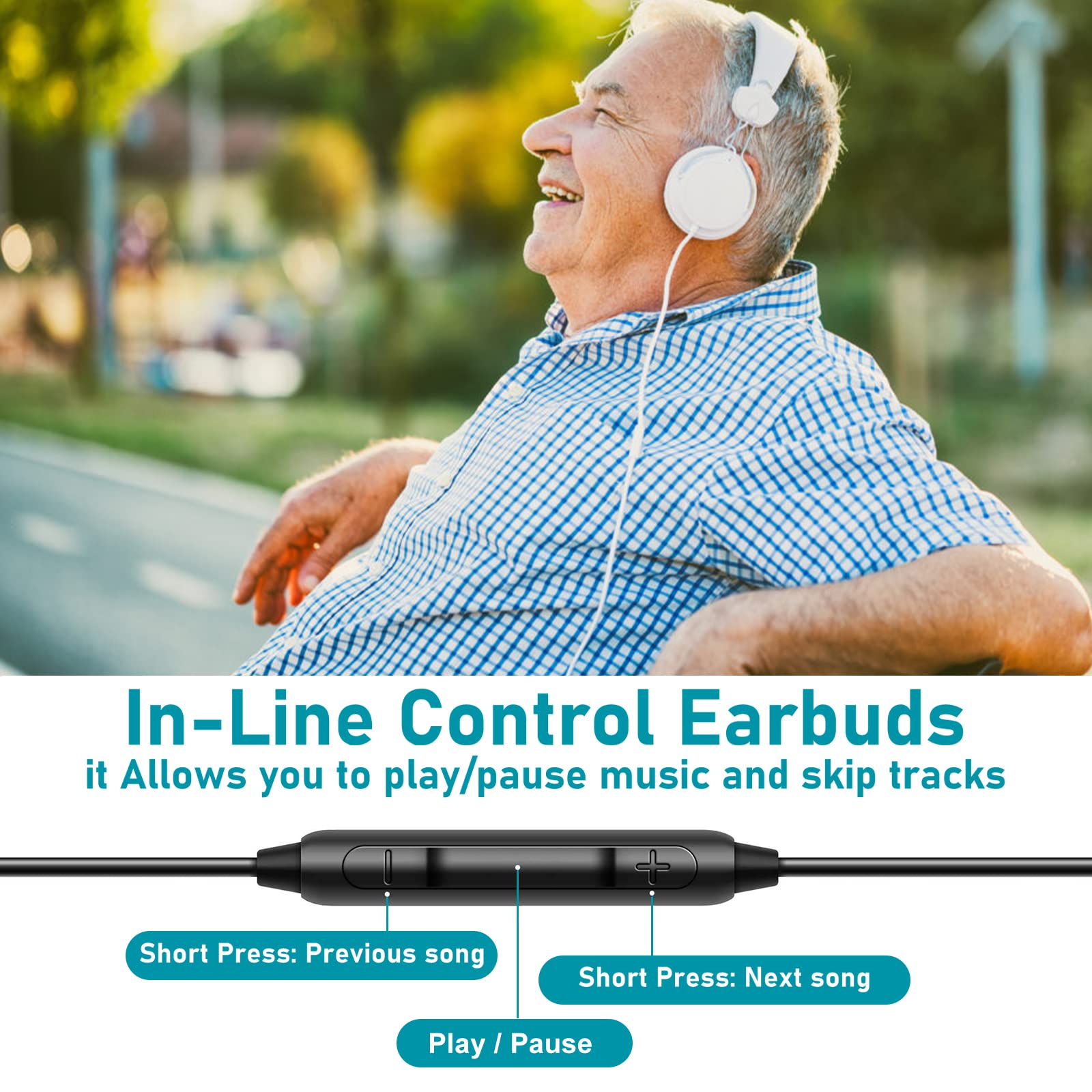 CD Player Portable, MONODEAL Portable Rechargeable Player with Dual Headphones Jack, Small Anti-Skip CD Player for Car/Travel/Home, Personal CD Player for Adults Kids (Dark Brown)