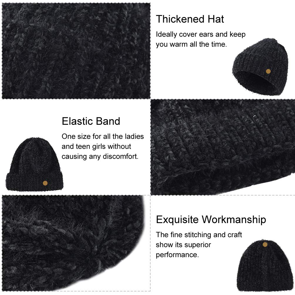VBIGER Bonnet Hiver Chaud Tricot Mignon pour Femme