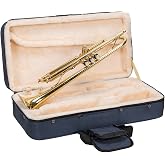 Crossrock Bb Trumpet Foam Case | Lightweight Blue Gig Bag with Structured Exterior, Plush Interior &amp; Storage Pockets (CRP300TRBL-R)