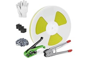 JIADIstrap Heavy Duty Banding Strapping kit Contain 1/2" x3200" Polypropylene Packaging Straps & 100 Metal Seals 20 Plastic Edge Protectors Tensioner with Cutter Sealer Tool Glove