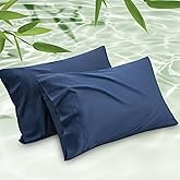 Bedsure King Size Pillow Cases Set of 2, Cooling Pillow Cases King, Rayon Derived from Bamboo Navy Blue Pillowcases, Breathable & Silky Soft Bedding Pillow Covers with Envelope Closure, 20x36 Inches
