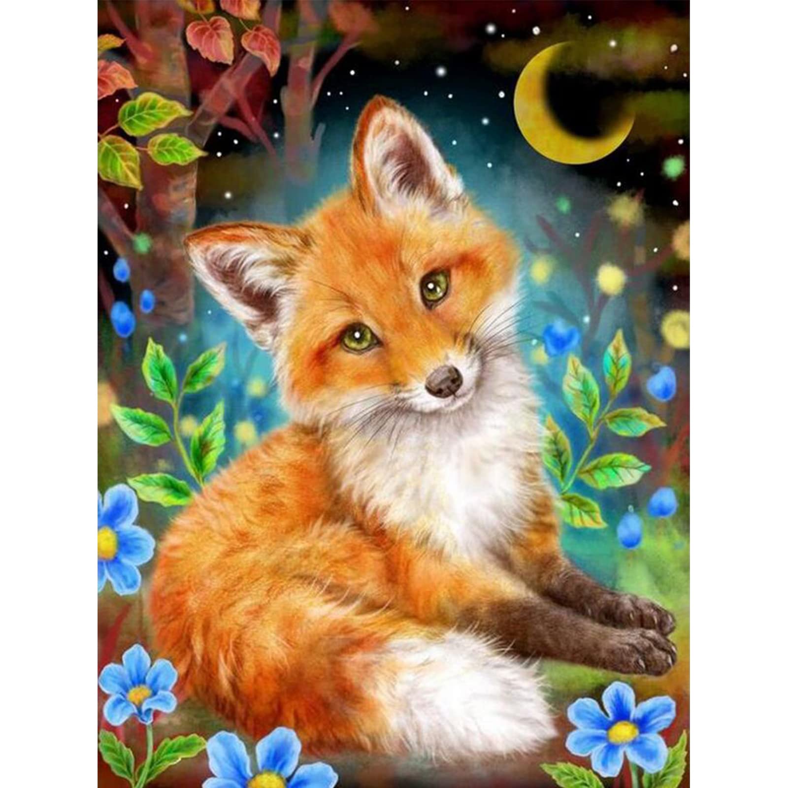 AIRDEA 5D Diamond Painting Kits for Adults & Kids, DIY Flowers & Animal Fox Art, Round Full Drill Gem Art Kits, Home Wall Decor 11.8x15.7 inch, Multicolor