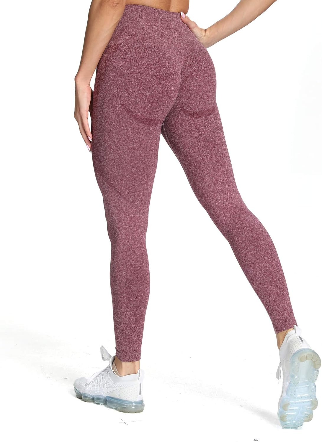 Aoxjox Seamless Leggings for Women Smile Contour High Waist Workout Yoga Pants: Clothing