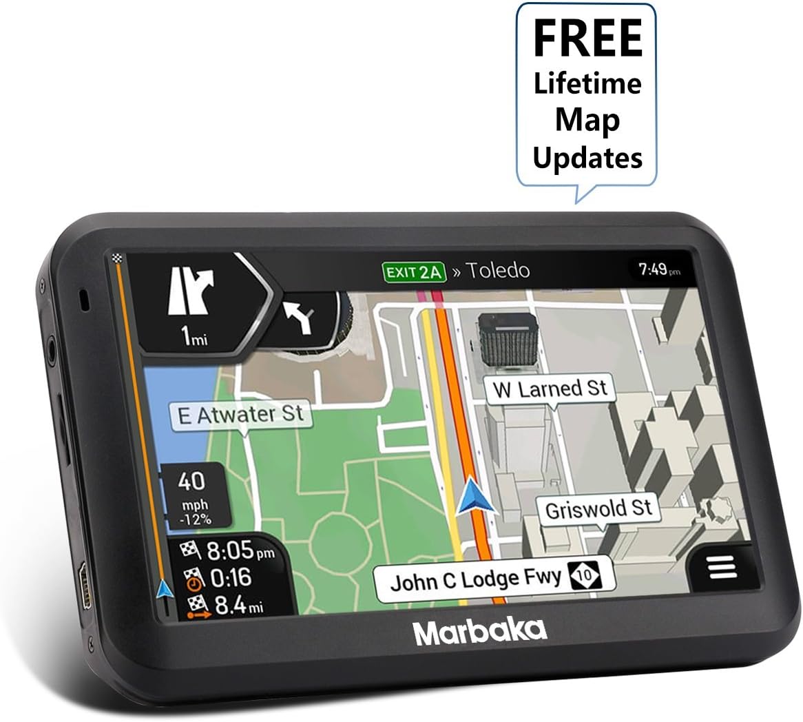 GPS Navigation for car, 5-inch Display GPS Navigation System Preloaded North America map, Free Lifetime Map Update,Fast Location, Voice Trun-by-Turn Route Guidance, Speed Limit Reminder