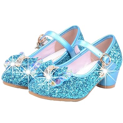 FStory&Winyee Mädchen Schuhe Festlich Prinzessin Ballerinas mit Absatz Kinder Schuhe Partei Glitzer Schleife Pailletten Sanda