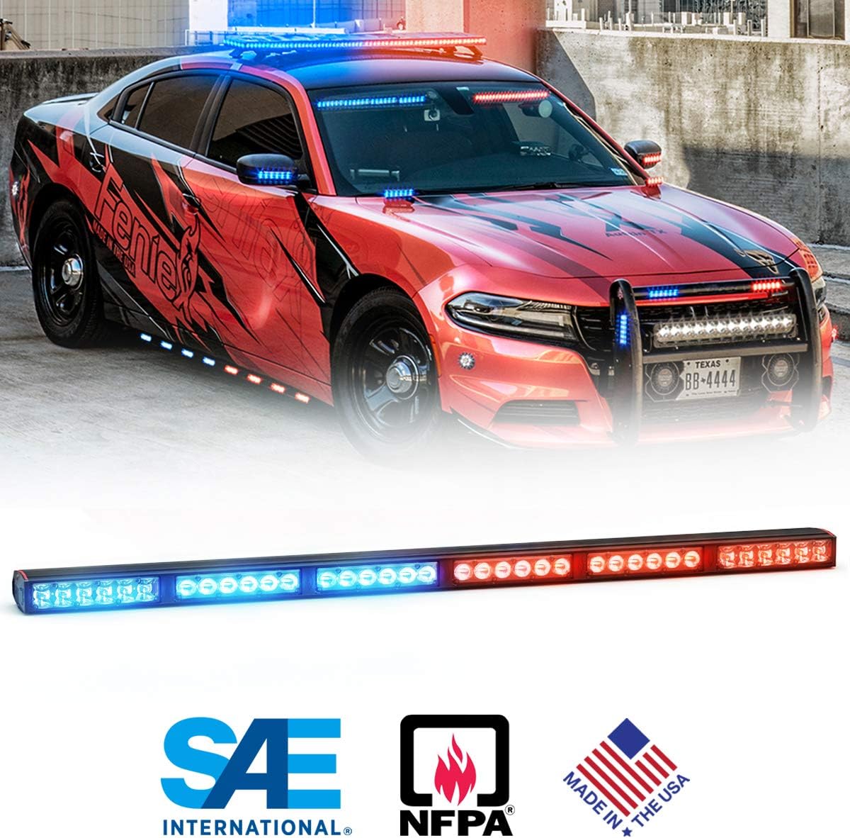 Feniex Fusion 600 Single Color LED Lightstick (Mixed Optics, Split Red-Blue)