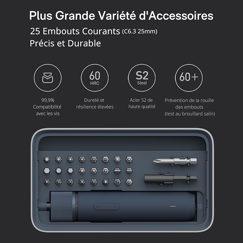 - Kit de tournevis électrique sans fil magnétique avec 25 embouts