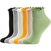Mcool Mary Womens Ruffle Socks, Cute Ankle Winter Warm Knit Cotton Frilly Sock 6 Pack