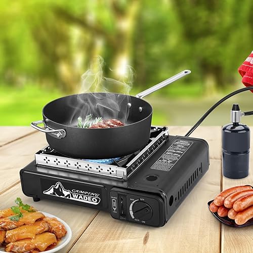 WADEO Dual Fuel Portable Camping Stove with Propane Regulator Hose