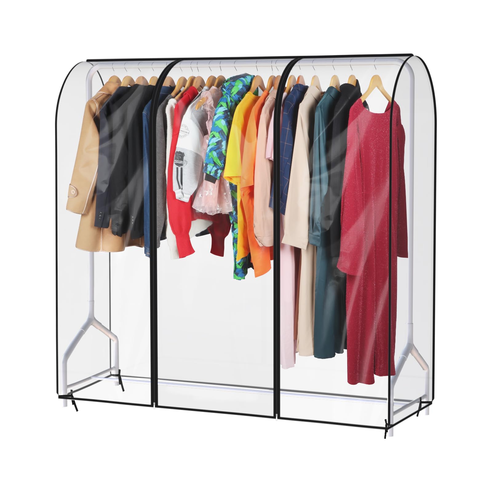 Syeeiex 5ft Clear Clothes Rail Cover With Strong Zipped Hanging Coat Large Protective Garment Cover For Clothes Rack (152cm)