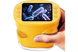 SEEKID Microscope for Kids 200-1000X, STEM Toy Science Kit for Kid(Yellow) | Handheld Digital Microscope, 2" IPS Screen, 4K HD Camera 200+ Photo Storage for Girls Boys Child Birthday Gifts