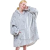 Moinlizy Blanket Hoodie Oversized Wearable Hooded Blanket for Adult Women and Men with Pocket Thick Sherpa Hoodie