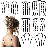 8 Piece Hair Side Combs French Twist Comb Metal Hair Fork Clip Teeth Hair Pin Stick for Updo Bun, U Shape Hair Combs Hair Tool for Vintage Hairstyle Hair Accessories