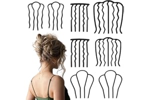 BOYIVI 8 Piece Hair Side Combs French Twist Comb Metal Hair Fork Clip Teeth Hair Pin Stick for Updo Bun, U Shape Hair Combs Hair Tool for Vintage Hairstyle Hair Accessories