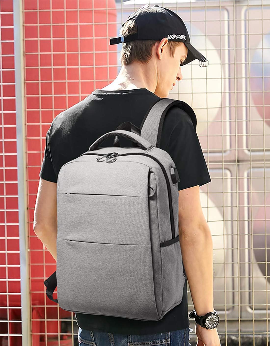 FANDARE 15.6 inch Laptop Backpack Slim with USB Charging Port, Waterproof Backpack for Men/Women Travel, Camping, School - Image 4