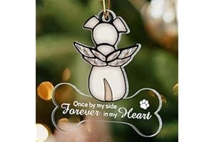 Heganits Dog Memorial Ornament, Dog Memorial Gifts for Loss of Dog, Angel Dog Ornament with Crystal Bone Hanging Ornament, Dog Remembrance Ornament, Pet Memorial Ornament Christmas Dog 2024