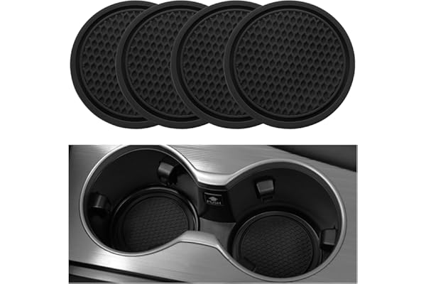 SINGARO Car Cup Coaster, 4PCS Universal Non-Slip Cup Holders Embedded in Ornaments Coaster, Car Interior Accessories, Black