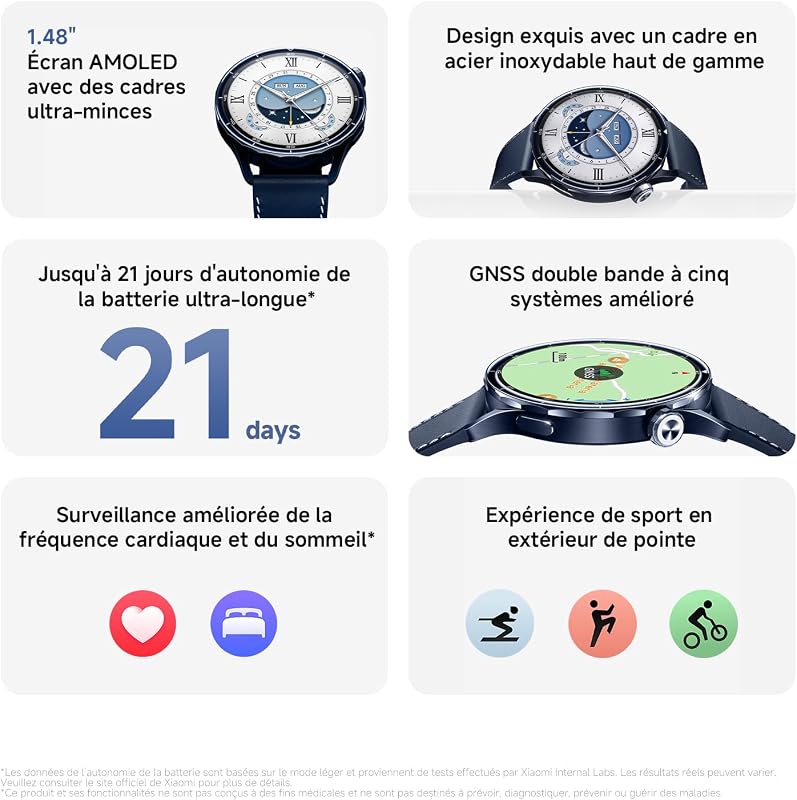 Watch S5 46 mm, Montre connectée, Autonomie de 21 Jours, GPS, Noir