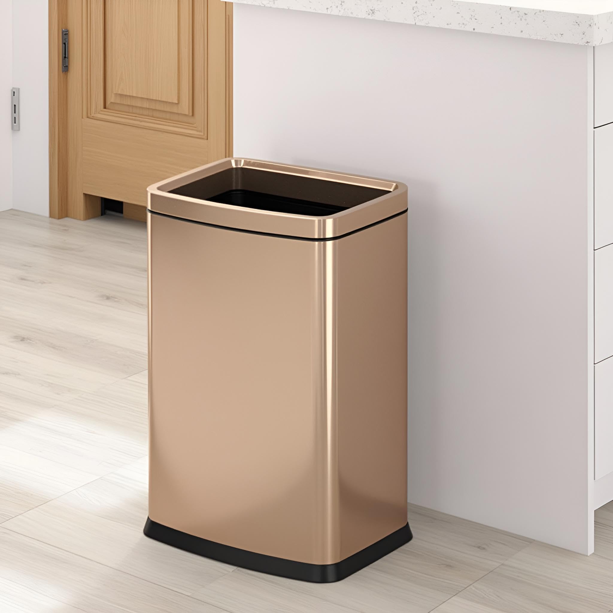 Photo 1 of **HAS DENTS ALL OVER** LEASYLIFE 25L/6.6GAL Large Kitchen Trash Can,Tall Open Top Garbage Can,11.81 * 8.66 * 19.68inces,Smooth,Stainless Steel,Commercial,Hospital, Airport