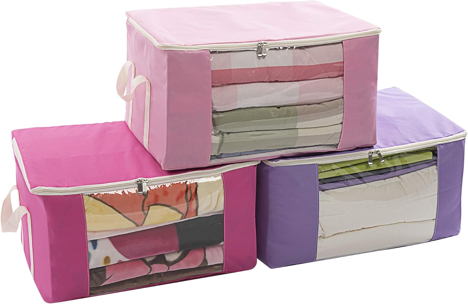 Foldble Fabric Cloth Storage Bag with Zipper Large Fabric