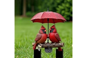 Cardinal Couple with Umbrella Acrylic Garden Stake, Indoor and Outdoor Garden Acrylic Decoration, Idea Gift for Flower Potted