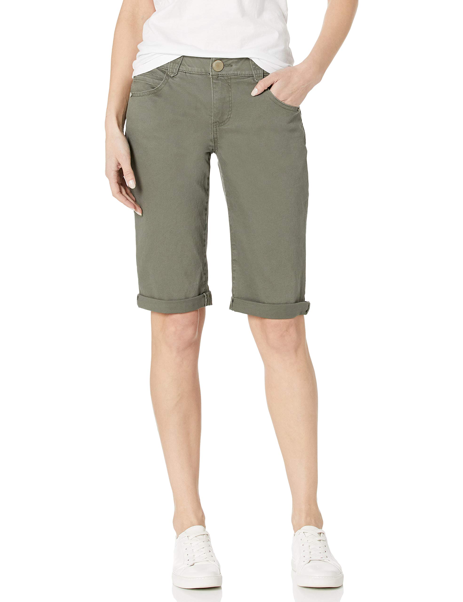 Democracy Women’s 13″ “AB Solution Bermuda Shorts, Dusty Olive, 4