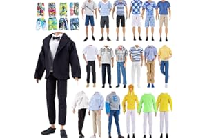 E-TING 10-Item Fantastic Pack = 5 Sets Fashion Casual Wear Clothes Outfit +5 Pairs Shoes for boy Doll Random Style (Casual We
