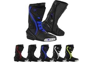 Hive Moto Men's Motorcycle Shoes Ankle Motorbike Waterproof Leather Racing Boots Non-Slip Sole Motorcross Long Shoes Waterproof