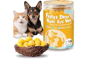 SHANDR 10.6 OZ Freeze Dried Quail Egg Yolk Healthy Pet Treats Food for Dogs Cats Natural Single Ingredient Tasty Freeze Dried Quail Eggs Snack Training Human Grade Free of Grain Gluten Rawhide
