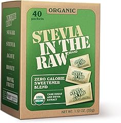 Stevia In The Raw Organic Stevia Sweetener Packets, 40 Ct, Zero Calorie Stevia Sugar Substitute Packets, No Erythritol or Art