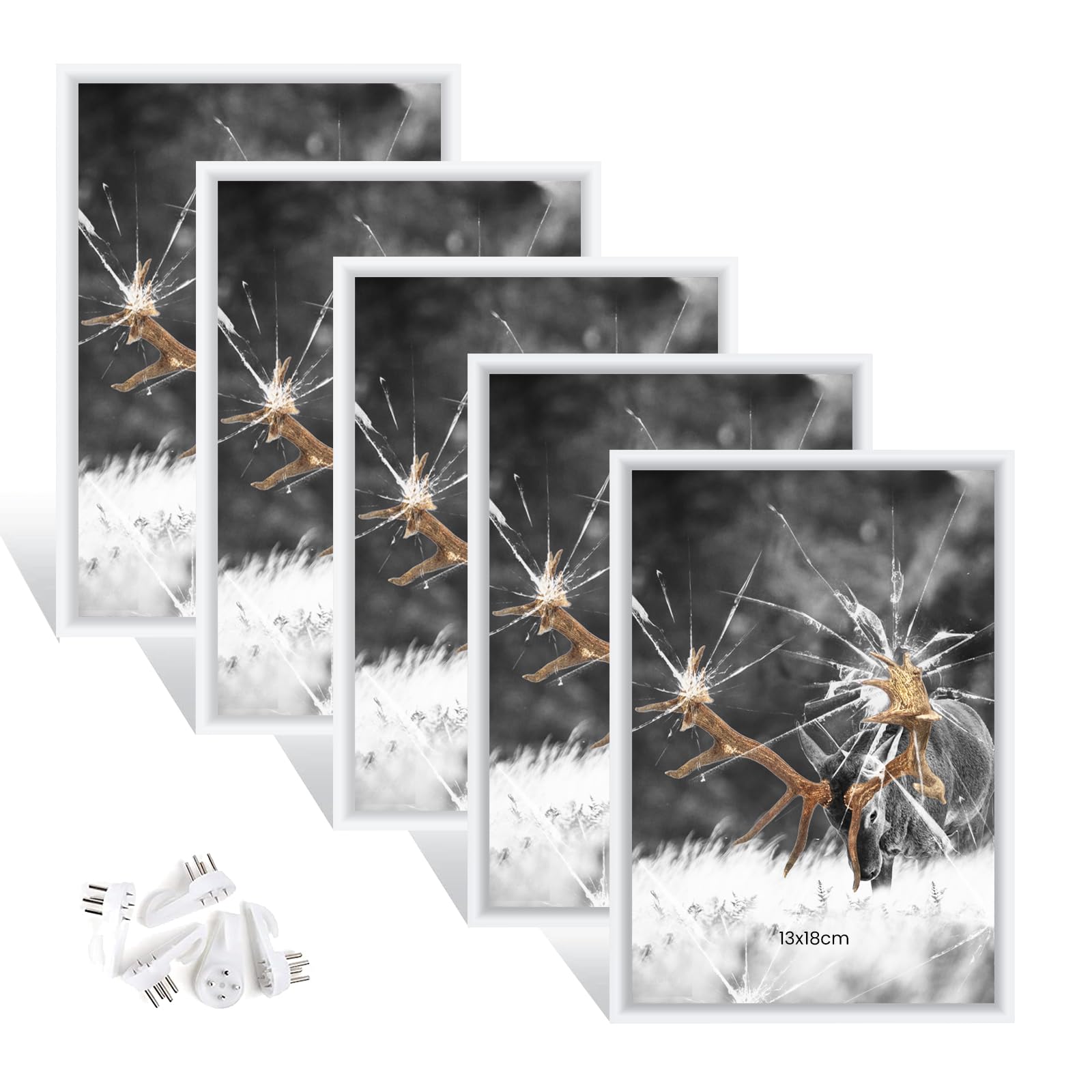 Dmyifan Set of 5 Picture Frames 13 x 18 cm White Photo Frames with Plexiglas, Portraits | Picture Frame — image 1