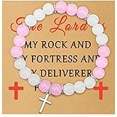 Bible Verse Bracelets with Cards Christian Jewelry Religious Gifts for Christian Easter Prayer Scripture Gift Inspirational Beaded Bracelets for Daughter Sister First Communion Christmas Birthday Gift
