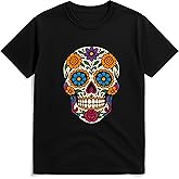 Dia De Los Muertos Sugar Skull Day of The Dead Graphic Hallowen Tee for Men & Women - Vibrant Floral T-Shirt