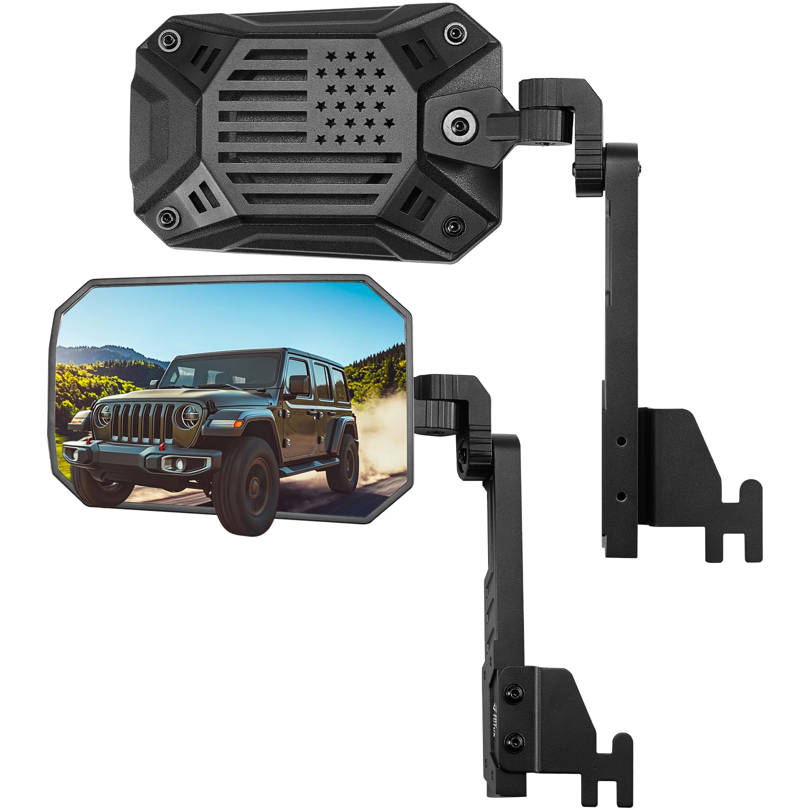 Photo 1 of JOYTUTUS Mirrors Doors Off Compatible with Wrangler JK JL Gladiator JT, Door Hinge Mirror Anti-shake Wide Vision Easier Install, Doorless Side Quick Release Mirror