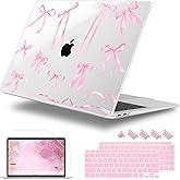 Lepeoac for MacBook Air 13 inch Case 2020 2019 2018 Release A2337 M1 A2179 A1932 with Liquid Retina Display & Touch ID, [Sturdy Shockproof] Hard Shell with Screen Protector, Bowknot