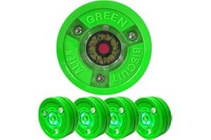 Green Biscuit Alien Hockey Pucks 4 Pack - Lights up When Using! Smart, Bright and Durable Street Hockey Puck That Flashes While Passing and Stick Handling Training