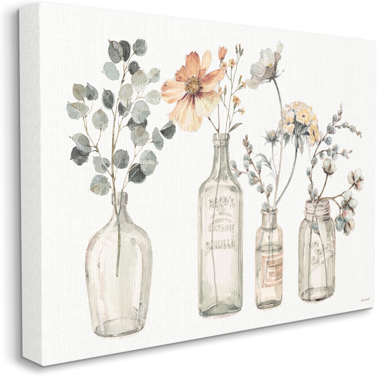 Paintings - Stupell Industries Antique Floral Bouquets Flowers Glass Jar Painting, Canvas, 30 x 40