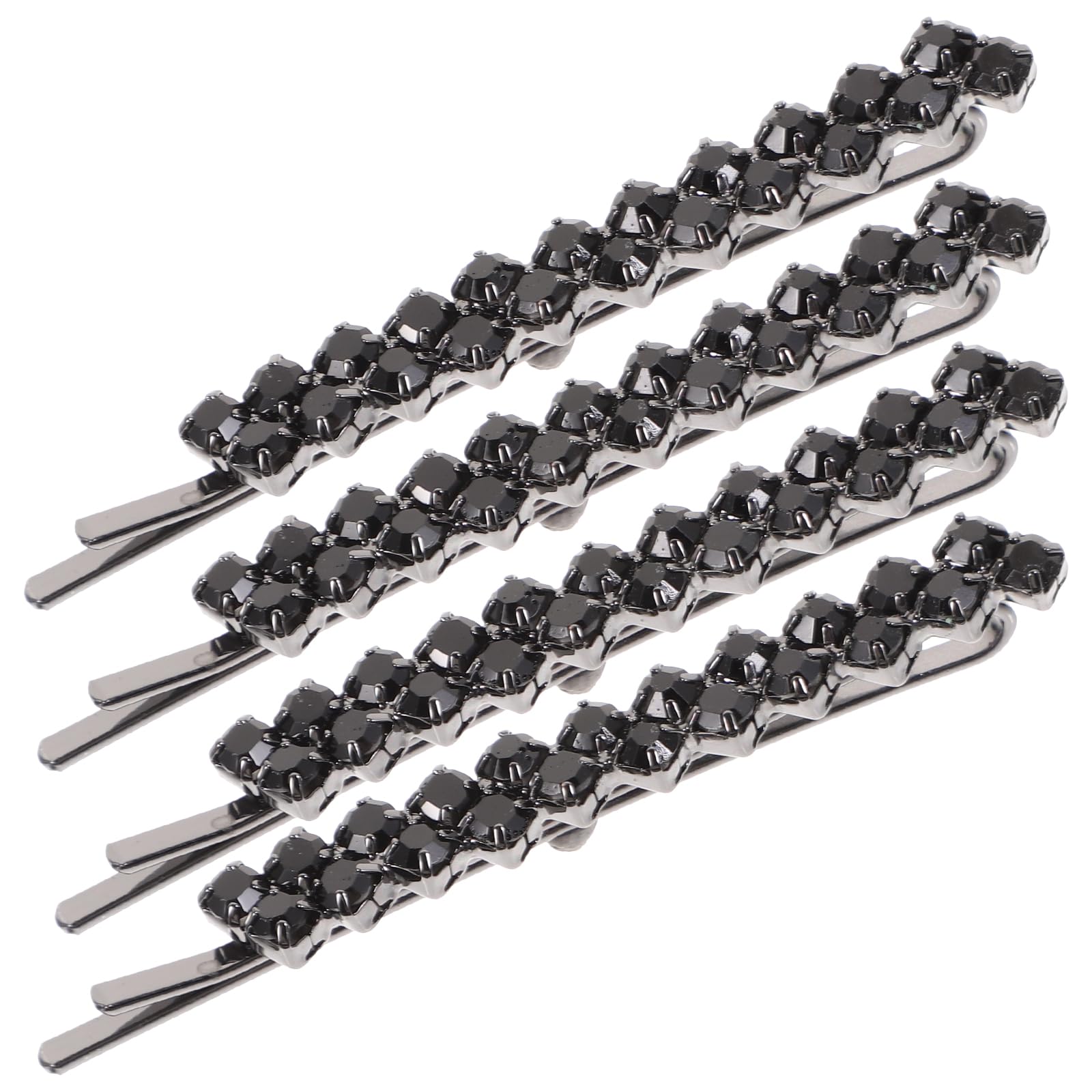 FRCOLOR Rhinestone Hair Clip Set 2 Pairs Crystal Metal Bobby Pins Sparkly Hair Accessories for Women and Girls Elegant Black Hairpins for Weddings Parties and Everyday Styling