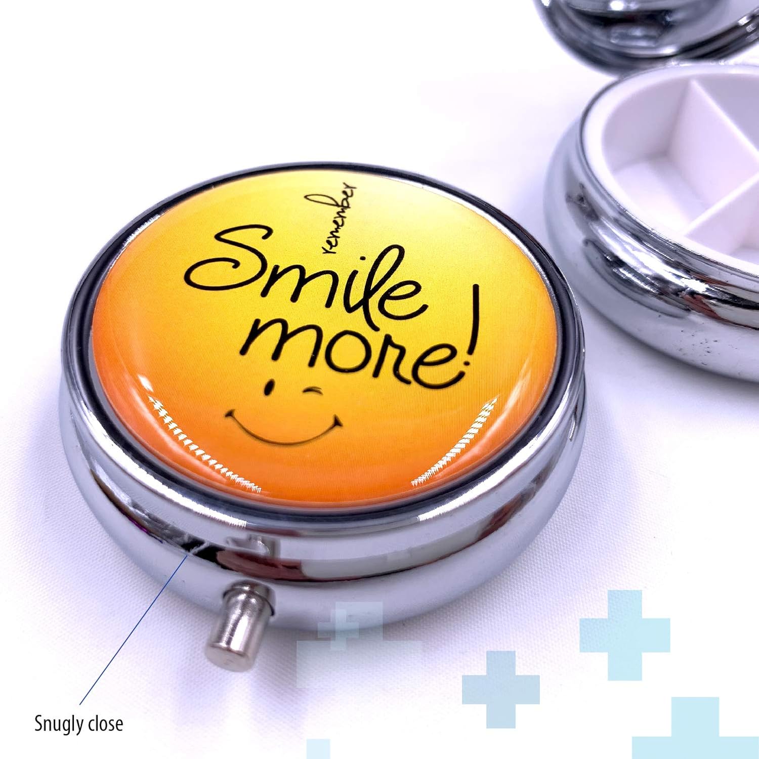 2 Pack - Round Silver Pill Box Medicine Planner Small case (Weekly Travel Container) Medication, Vitamin Holder Boxes Organizer Pillbox Dispenser Organizer, sorter and Reminder containers: Health & Personal Care