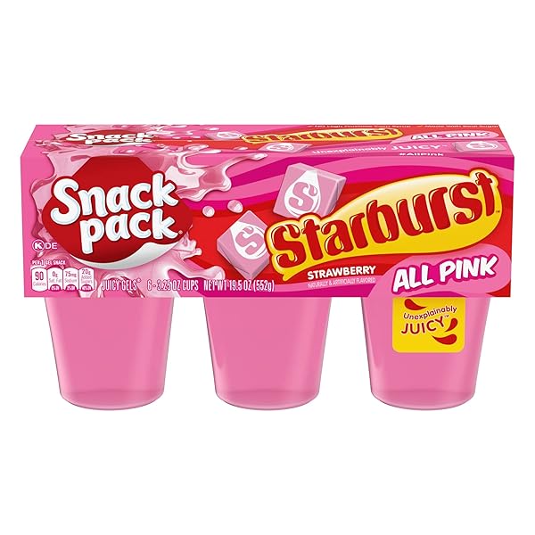 SNACK PACK PINK STARBURST FLAVORED JUICY GELS CUPS, 3.25 OZ., 6-COUNT