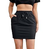 Milumia Women Casual High Waist Mini Skirt Drawstring Workout Skirt with Pocket